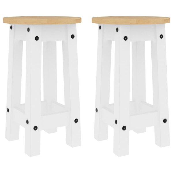 vidaXL Tabourets de bar lot de 2 blanc bois massif de pin