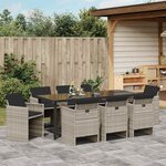 vidaXL Ensemble de salle à manger pour jardin 9 Pièces Gris clair