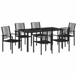 vidaXL Ensemble de salle à manger pour jardin 7 Pièces Noir