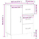 vidaXL Buffet Blanc brillant 69 5x34x90 cm Bois d'ingénierie