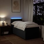 vidaXL Sommier à lattes de lit avec matelas Noir 90x200 cm Tissu