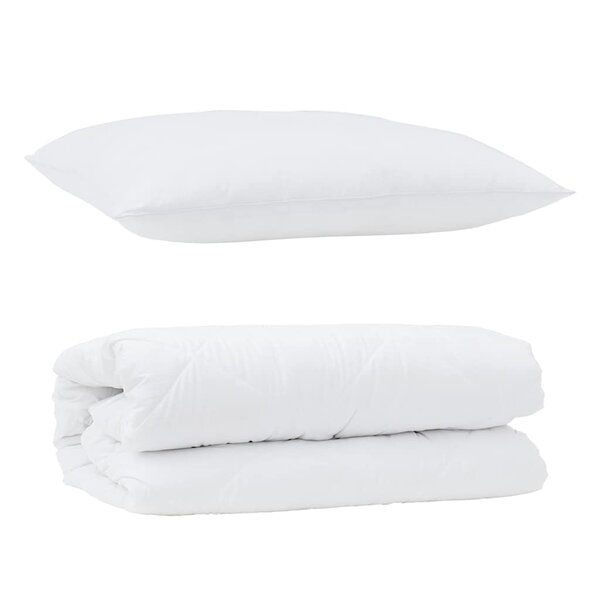 vidaXL Duvet avec Oreiller 2 Pièces Blanc 155 x 220 cm Microfibre