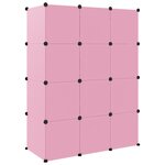 vidaXL Armoire de rangement pour enfants avec 12 cubes Rose PP