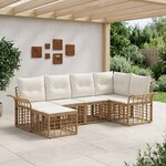 vidaXL Ensemble de canapés d'extérieur 6 Pièces Blanc Naturel et Crème