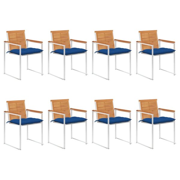 vidaXL Chaises de jardin 8 Pièces avec coussins bois d'acacia massif