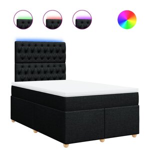 vidaXL Sommier à lattes de lit avec matelas Noir 120x200 cm Tissu