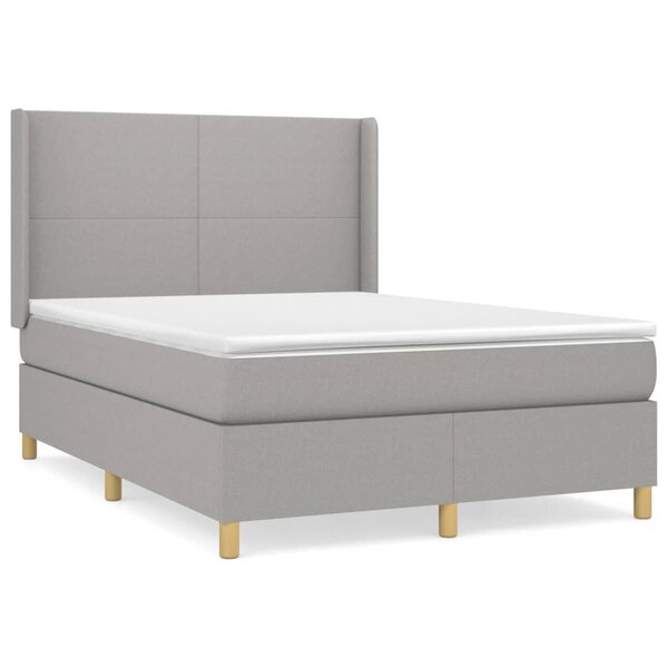 vidaXL Sommier à lattes de lit avec matelas Gris clair 140x190cm Tissu