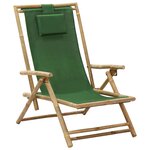 vidaXL Chaise de relaxation inclinable Vert Bambou et tissu