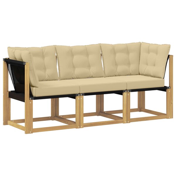 vidaXL Canapé d’extérieur milieu et coin avec coussin 3 Pièce Blanc