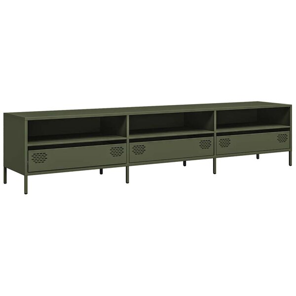 vidaXL Meuble TV vert olive 202x39x43 5 cm acier laminé à froid