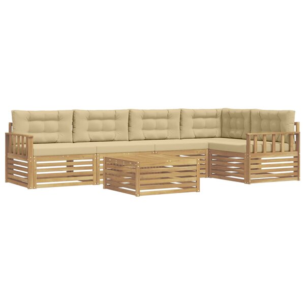 vidaXL Ensemble de canapés d'extérieur 6 Pièces Blanc et Beige Polyester