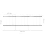 vidaXL Clôture de jardin avec dessus en lance Acier 5 1 x 1 5 m Noir