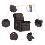 vidaXL Fauteuil inclinable de massage Marron foncé Tissu