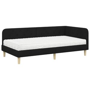 vidaXL Cadre de lit d'angle Noir 100 x 200 cm tissu