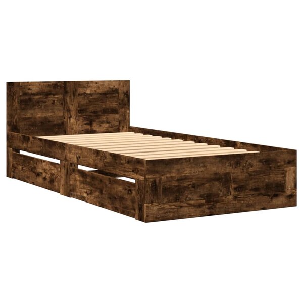 vidaXL Cadre de lit tête de lit chêne fumé 90x190 cm bois ingénierie