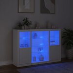vidaXL Buffets avec lumières LED 3 Pièces blanc bois d'ingénierie