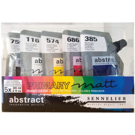 Set peinture acrylique en sachet - couleurs primaires mat - sennelier