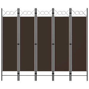 vidaXL Cloison de séparation 5 panneaux Marron 200x180 cm