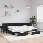 vidaXL Lit de jour avec gigogne et tiroirs noir 80x200 cm velours