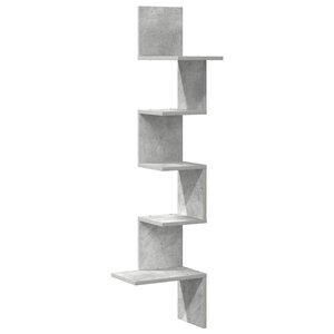 vidaXL Étagère murale d'angle gris béton 32x32x127 5cm bois ingénierie