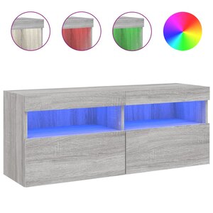 vidaXL Meuble TV mural avec lumières LED sonoma gris 100x30x40 cm