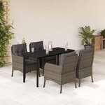 vidaXL Ensemble à manger de jardin 5 Pièces coussins gris résine tressée