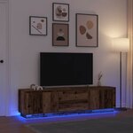vidaXL Meuble TV avec éclairage LED vieux bois 193 5x41x50 cm