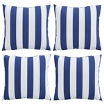 vidaXL Coussins décoratifs lot de 4 Rayures bleues et blanches 50x50cm