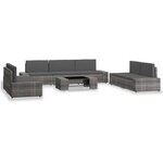 vidaXL Salon de jardin 8 Pièces Résine tressée Gris