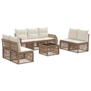 vidaXL Ensemble de canapé de jardin 8 Pièces Beige et blanc crème