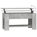 vidaXL Table basse gris béton 101x49x52 cm bois d'ingénierie