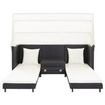 vidaXL Canapé-lit extensible 3 places avec toit Résine tressée Noir