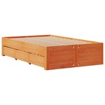 vidaXL Lit bibliothèque sans matelas cire marron 135x190 cm pin massif