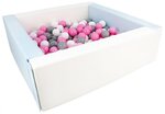 Piscine à balles carrée avec 200 balles - blanc  bleu (pastel)/blanc  rose clair  gris