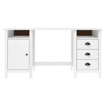 Bureau table poste de travail meuble d'ordinateur informatique étude Hill 150 x 50 x 74 cm bois de pin solide blanc 02_0023861