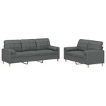 vidaXL Ensemble de canapés 2 Pièces coussins gris foncé tissu