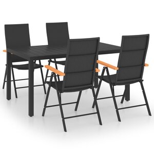 vidaXL Ensemble à manger de jardin 5 Pièces noir et marron