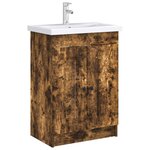 vidaXL Armoire sous évier de salle de bain Chêne fumé