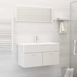 vidaXL Ensemble de meubles de salle de bain Blanc brillant Aggloméré