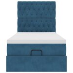 vidaXL Cadre de lit ottoman avec matelas bleu foncé 90x190 cm velours