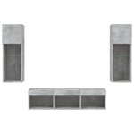 vidaXL Unités murales TV avec LED 5 Pièces gris béton bois d'ingénierie