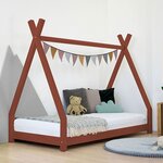 Lit tipi enfant NAKANA 80 x 160 rouge brique