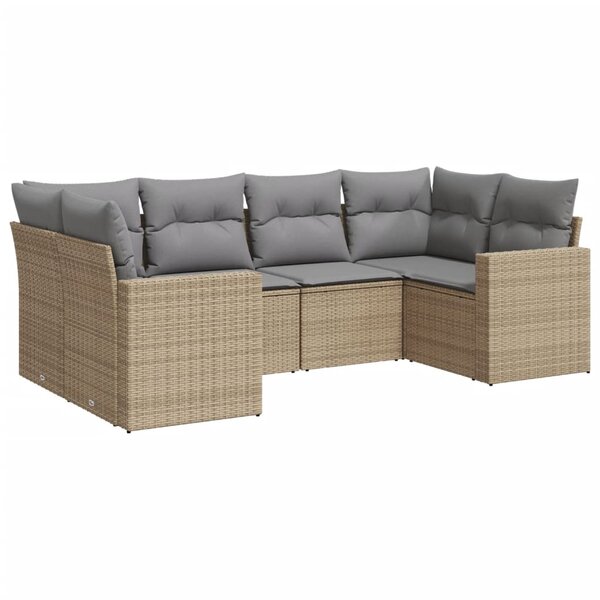 vidaXL Salon de jardin avec coussins 6 Pièces beige résine tressée