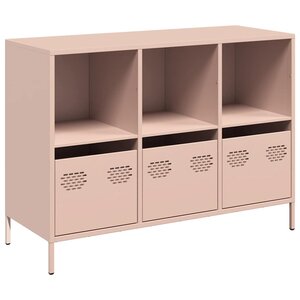 vidaXL Buffet rose 101 5x39x73 5 cm acier laminé à froid