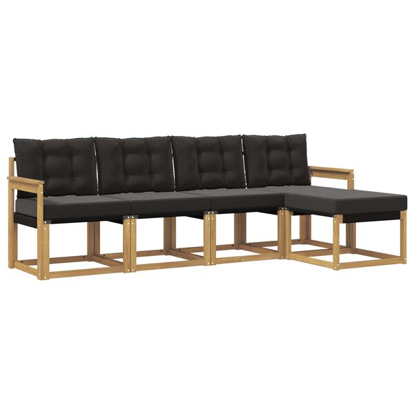 vidaXL Ensemble de canapés d'extérieur 5 Pièces Blanc et noir