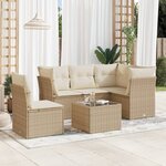 vidaXL Salon de jardin avec coussins 6 Pièces beige résine tressée