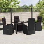vidaXL Ensemble de salle à manger pour jardin 5 Pièces Noir polyrotin