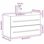 vidaXL Meuble de Lavabo de Salle de Bain Bois ancien 80 x 38.5 x 48 cm