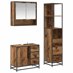 vidaXL Ensemble de mobilier de salle de bain 3 Pièces Bois Ancien
