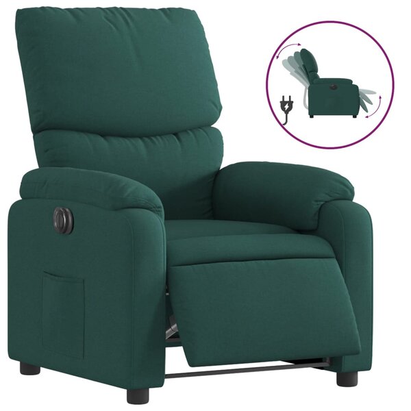 vidaXL Fauteuil inclinable électrique Vert foncé Tissu